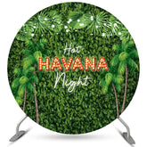 Feuilles vertes Hot Havana Night Round Toile de fond d'été